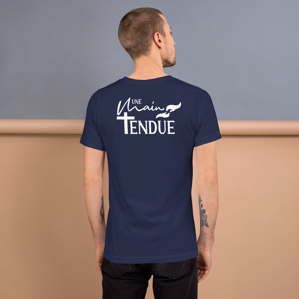 T-shirt homme "une main tendue" imprimé (recto/verso) LOGO BLANC LANGUE FRANCAISE